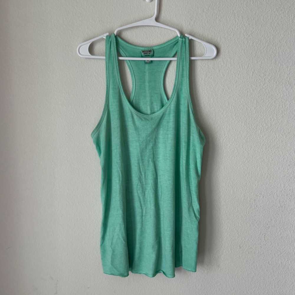 Mossimo Supply Co Womens Mint Green Racerback Tank Top  M Scoop Neck Heathered